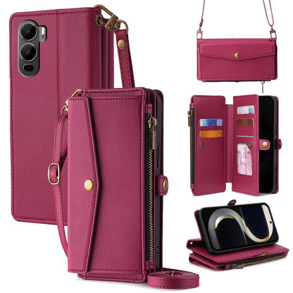 Zipper Wallet Side Buckle Crossbody Lanyard Leather Phone Case, For itel City 200 4G, For itel A100C 4G, For itel A90 4G