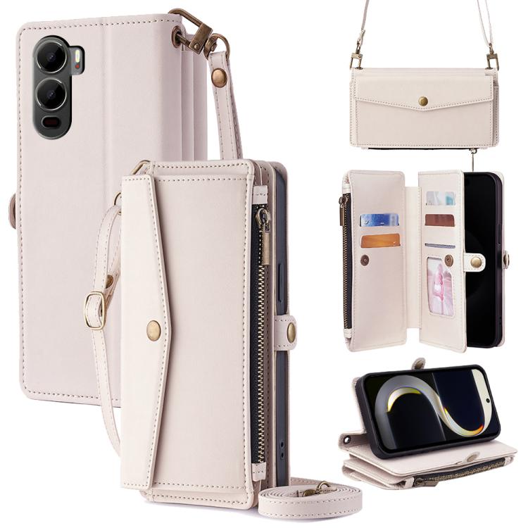 Zipper Wallet Side Buckle Crossbody Lanyard Leather Phone Case, For itel City 200 4G, For itel A100C 4G, For itel A90 4G