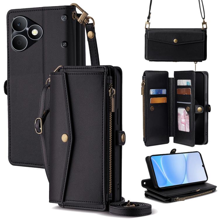 Zipper Wallet Side Buckle Crossbody Lanyard Leather Phone Case, For Realme P4 Power 5G, For Realme Note 80 4G, For Realme C83 5G, For Realme Neo8 5G, For Realme 16 5G Global, For Realme 16 Pro+ 5G, For Realme 16 Pro 5G, For Realme P4x 5G               ...