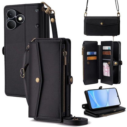 Zipper Wallet Side Buckle Crossbody Lanyard Leather Phone Case, For Realme P4 Power 5G, For Realme Note 80 4G, For Realme C83 5G, For Realme Neo8 5G, For Realme 16 5G Global, For Realme 16 Pro+ 5G, For Realme 16 Pro 5G, For Realme P4x 5G               ...