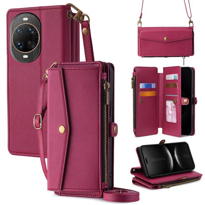 Zipper Wallet Side Buckle Crossbody Lanyard Leather Phone Case, For Huawei Enjoy 90 Pro Max 5G, For Huawei Enjoy 90 Plus 5G, For Huawei nova 15 Ultra, For Huawei nova 15 Pro, For Huawei nova 15, For Huawei Mate 80 Pro Max 5G, For Huawei Mate 80 5G     ...