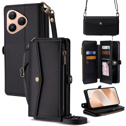Zipper Wallet Side Buckle Crossbody Lanyard Leather Phone Case, For Huawei Enjoy 90 Pro Max 5G, For Huawei Enjoy 90 Plus 5G, For Huawei nova 15 Ultra, For Huawei nova 15 Pro, For Huawei nova 15, For Huawei Mate 80 Pro Max 5G, For Huawei Mate 80 5G     ...