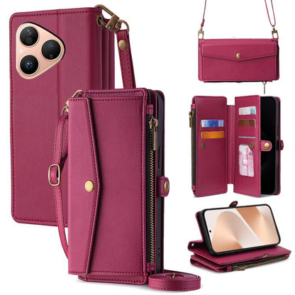 Zipper Wallet Side Buckle Crossbody Lanyard Leather Phone Case, For Huawei Enjoy 90 Pro Max 5G, For Huawei Enjoy 90 Plus 5G, For Huawei nova 15 Ultra, For Huawei nova 15 Pro, For Huawei nova 15, For Huawei Mate 80 Pro Max 5G, For Huawei Mate 80 5G     ...