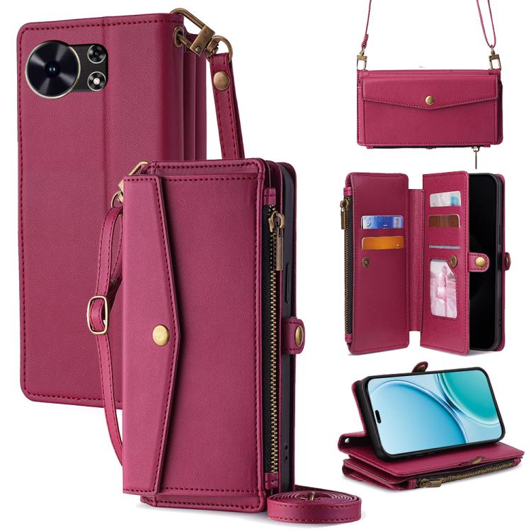 Zipper Wallet Side Buckle Crossbody Lanyard Leather Phone Case, For Huawei Enjoy 90 Pro Max 5G, For Huawei Enjoy 90 Plus 5G, For Huawei nova 15 Ultra, For Huawei nova 15 Pro, For Huawei nova 15, For Huawei Mate 80 Pro Max 5G, For Huawei Mate 80 5G     ...