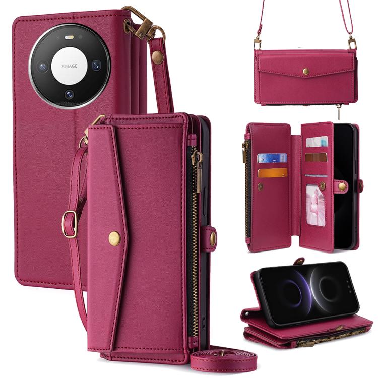 Zipper Wallet Side Buckle Crossbody Lanyard Leather Phone Case, For Huawei Enjoy 90 Pro Max 5G, For Huawei Enjoy 90 Plus 5G, For Huawei nova 15 Ultra, For Huawei nova 15 Pro, For Huawei nova 15, For Huawei Mate 80 Pro Max 5G, For Huawei Mate 80 5G     ...