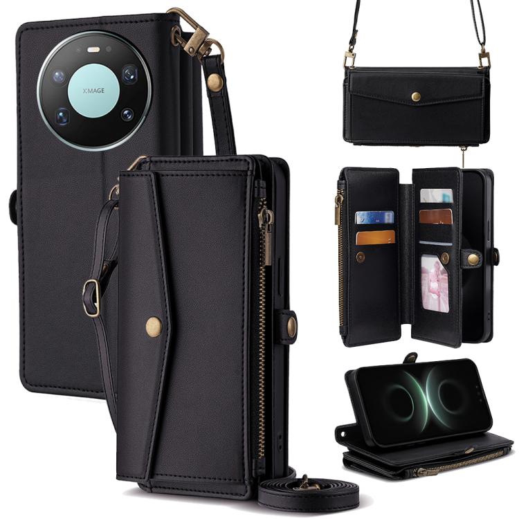 Zipper Wallet Side Buckle Crossbody Lanyard Leather Phone Case, For Huawei Enjoy 90 Pro Max 5G, For Huawei Enjoy 90 Plus 5G, For Huawei nova 15 Ultra, For Huawei nova 15 Pro, For Huawei nova 15, For Huawei Mate 80 Pro Max 5G, For Huawei Mate 80 5G     ...