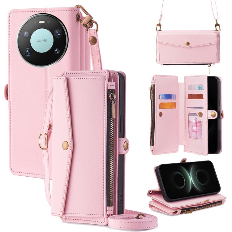 Zipper Wallet Side Buckle Crossbody Lanyard Leather Phone Case, For Huawei Enjoy 90 Pro Max 5G, For Huawei Enjoy 90 Plus 5G, For Huawei nova 15 Ultra, For Huawei nova 15 Pro, For Huawei nova 15, For Huawei Mate 80 Pro Max 5G, For Huawei Mate 80 5G     ...