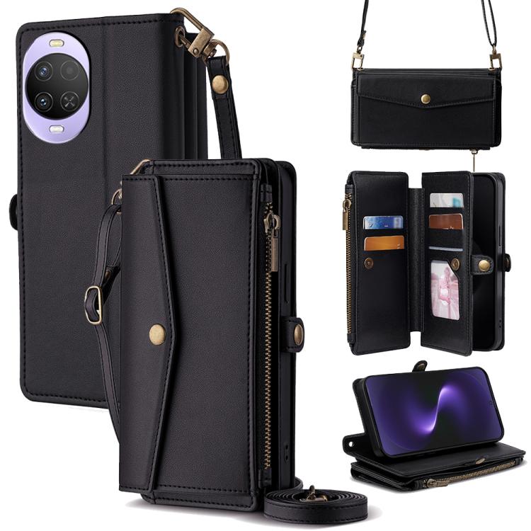 Zipper Wallet Side Buckle Crossbody Lanyard Leather Phone Case, For Huawei Enjoy 90 Pro Max 5G, For Huawei Enjoy 90 Plus 5G, For Huawei nova 15 Ultra, For Huawei nova 15 Pro, For Huawei nova 15, For Huawei Mate 80 Pro Max 5G, For Huawei Mate 80 5G     ...
