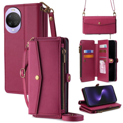 Zipper Wallet Side Buckle Crossbody Lanyard Leather Phone Case, For Huawei Enjoy 90 Pro Max 5G, For Huawei Enjoy 90 Plus 5G, For Huawei nova 15 Ultra, For Huawei nova 15 Pro, For Huawei nova 15, For Huawei Mate 80 Pro Max 5G, For Huawei Mate 80 5G     ...