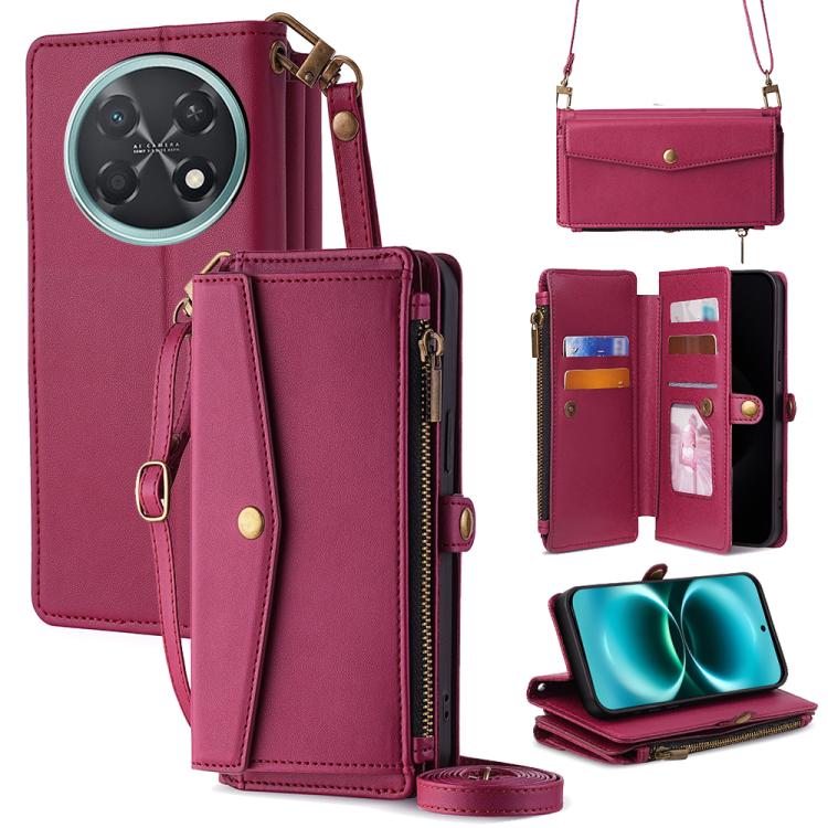 Zipper Wallet Side Buckle Crossbody Lanyard Leather Phone Case, For Huawei Enjoy 90 Pro Max 5G, For Huawei Enjoy 90 Plus 5G, For Huawei nova 15 Ultra, For Huawei nova 15 Pro, For Huawei nova 15, For Huawei Mate 80 Pro Max 5G, For Huawei Mate 80 5G     ...