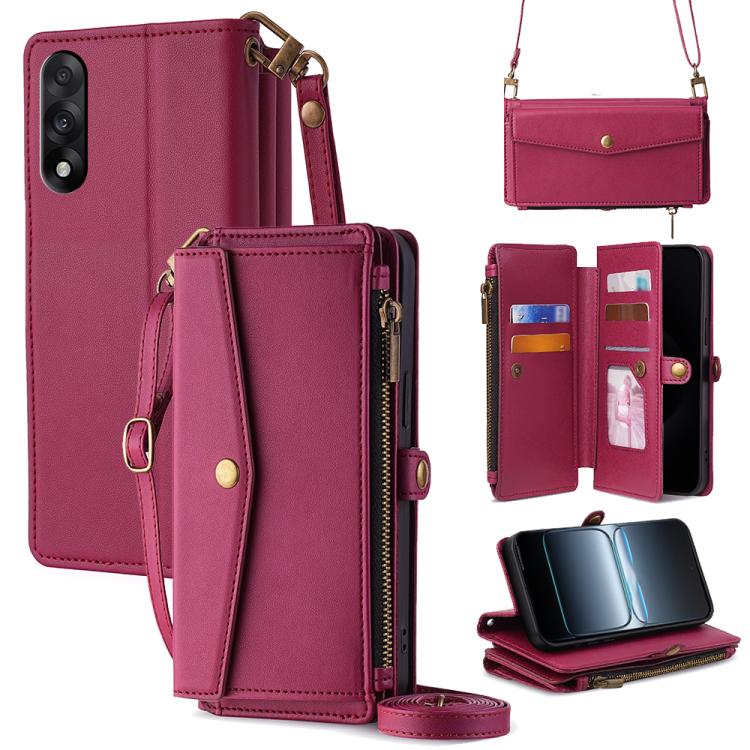 Zipper Wallet Side Buckle Crossbody Lanyard Leather Phone Case, For OnePlus 15T 5G, For OnePlus Turbo 6 / 6V, For OnePlus Ace 6, For OnePlus 15 5G, For OnePlus Ace 5 Ultra / Nord 5, For OnePlus Ace 5 Racing / Nord CE5