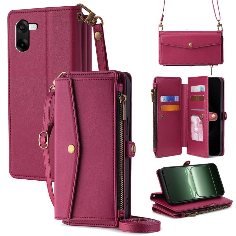 Zipper Wallet Side Buckle Crossbody Lanyard Leather Phone Case, For OnePlus 15T 5G, For OnePlus Turbo 6 / 6V, For OnePlus Ace 6, For OnePlus 15 5G, For OnePlus Ace 5 Ultra / Nord 5, For OnePlus Ace 5 Racing / Nord CE5