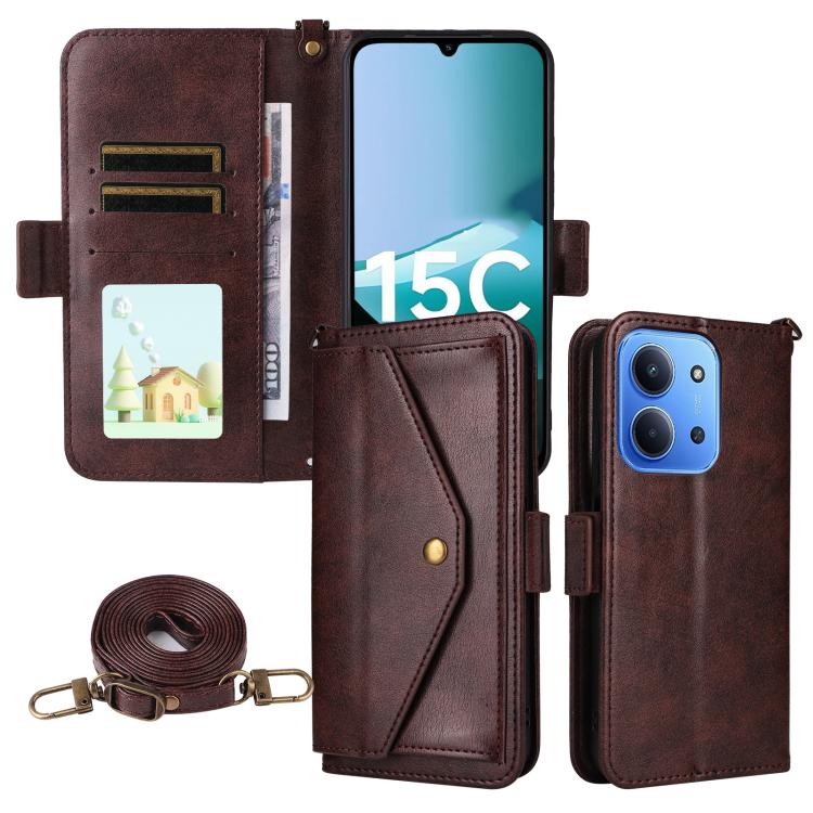 Multi-card Slots Crossbody Cowhide Leather Phone Case, For Xiaomi 17T Pro 5G, For Xiaomi 17T 5G, For Redmi 15 5G Global / 15 4G SEA 169.5mm, For Redmi 15C 5G / 4G Global 171mm / Poco C85 4G, For Xiaomi 15T Pro 5G, For Xiaomi 15T 5G                     ...