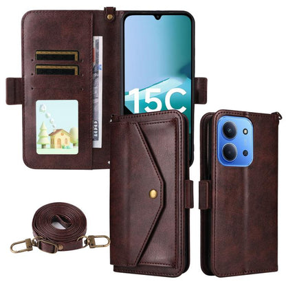 Multi-card Slots Crossbody Cowhide Leather Phone Case, For Xiaomi 17T Pro 5G, For Xiaomi 17T 5G, For Redmi 15 5G Global / 15 4G SEA 169.5mm, For Redmi 15C 5G / 4G Global 171mm / Poco C85 4G, For Xiaomi 15T Pro 5G, For Xiaomi 15T 5G                     ...