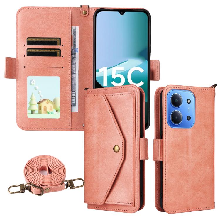 Multi-card Slots Crossbody Cowhide Leather Phone Case, For Xiaomi 17T Pro 5G, For Xiaomi 17T 5G, For Redmi 15 5G Global / 15 4G SEA 169.5mm, For Redmi 15C 5G / 4G Global 171mm / Poco C85 4G, For Xiaomi 15T Pro 5G, For Xiaomi 15T 5G                     ...