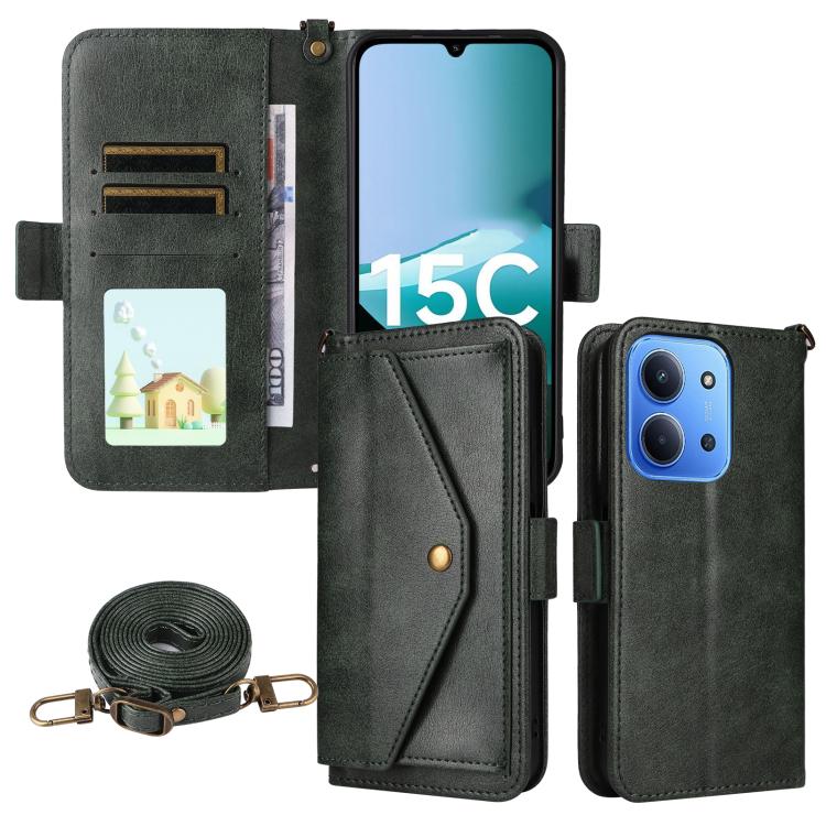 Multi-card Slots Crossbody Cowhide Leather Phone Case, For Xiaomi 17T Pro 5G, For Xiaomi 17T 5G, For Redmi 15 5G Global / 15 4G SEA 169.5mm, For Redmi 15C 5G / 4G Global 171mm / Poco C85 4G, For Xiaomi 15T Pro 5G, For Xiaomi 15T 5G                     ...