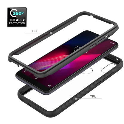 Black two-layer shockproof phone case, PC back with TPU bumper, 360 protection