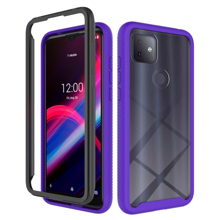 Shockproof PC+TPU protective case with purple frame and front screen cover