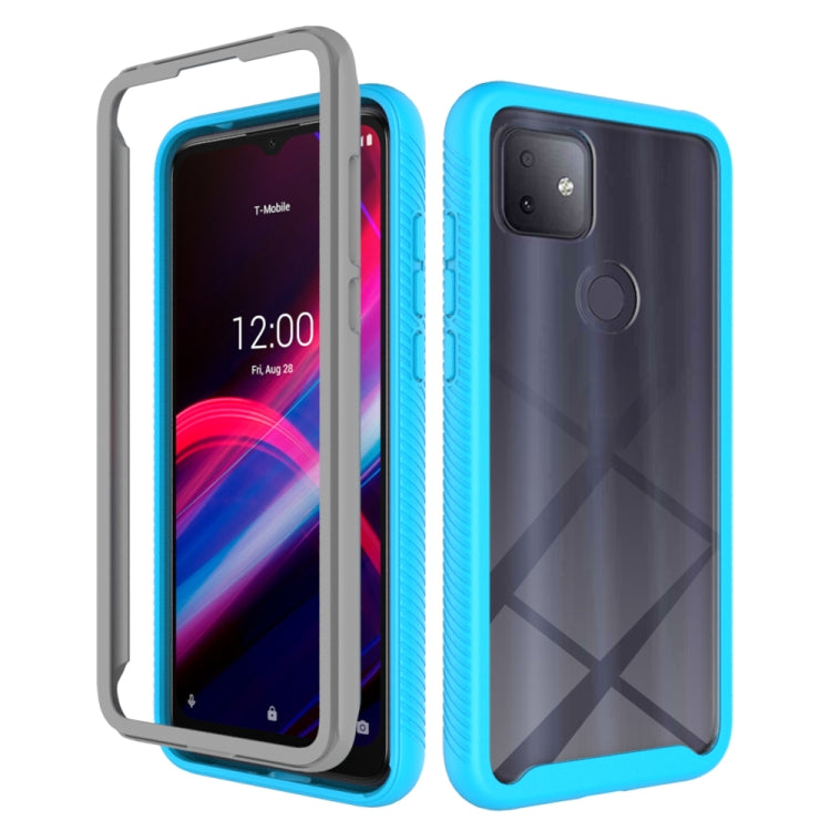 Shockproof PC+TPU protective case with baby blue frame and front screen cover