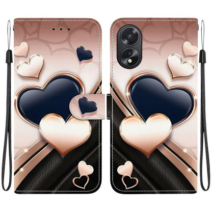 Crystal Texture Colored Drawing Leather Phone Case, For OPPO A38 / OPPO A18