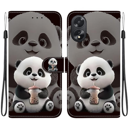 Crystal Texture Colored Drawing Leather Phone Case, For OPPO A38 / OPPO A18