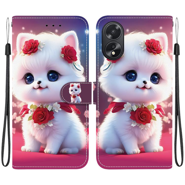 Crystal Texture Colored Drawing Leather Phone Case, For OPPO A38 / OPPO A18