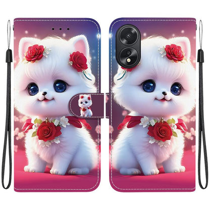 Crystal Texture Colored Drawing Leather Phone Case, For OPPO A38 / OPPO A18