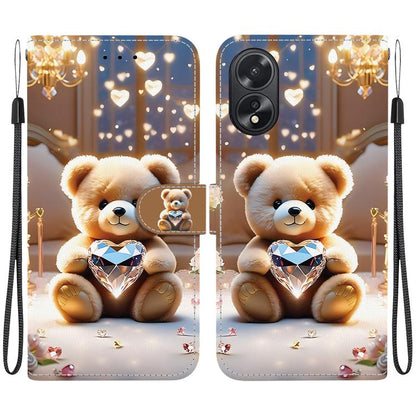 Crystal Texture Colored Drawing Leather Phone Case, For OPPO A38 / OPPO A18