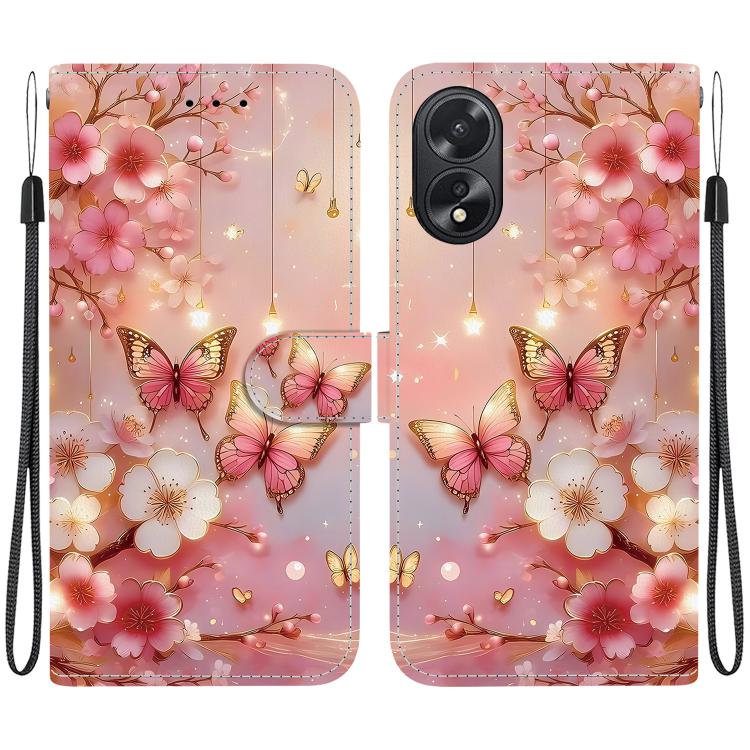 Crystal Texture Colored Drawing Leather Phone Case, For OPPO A38 / OPPO A18
