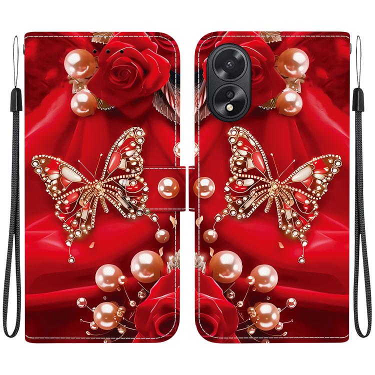 Crystal Texture Colored Drawing Leather Phone Case, For OPPO A38 / OPPO A18