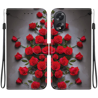 Crystal Texture Colored Drawing Leather Phone Case, For OPPO A38 / OPPO A18