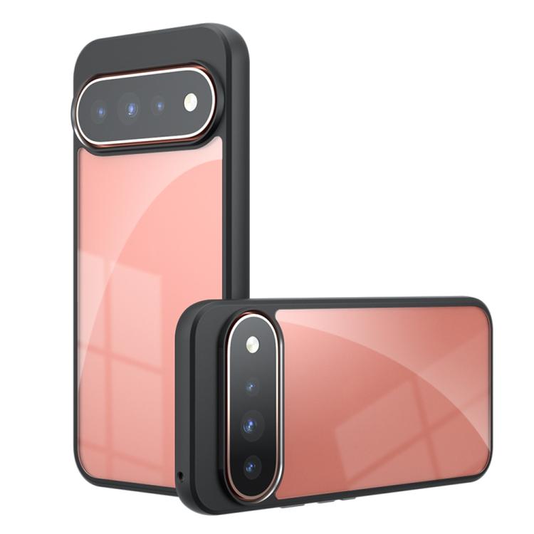 Black hybrid phone case with raised camera bezel and copper-toned frame accent