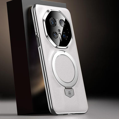 Plain Leather MagSafe Holder Phone Case, For Huawei Pura 90 Pro Max, For Huawei Pura 90 Pro, For Huawei Mate 80 RS Ultimate, For Huawei Mate 80 Pro Max, For Huawei Mate 80 Pro / 80, For Huawei Pura 80 Ultra 5G, For Huawei Pura 80 Pro 5G                ...