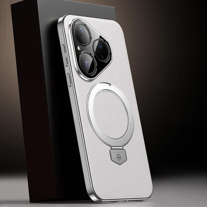 Plain Leather MagSafe Holder Phone Case, For Huawei Pura 90 Pro Max, For Huawei Pura 90 Pro, For Huawei Mate 80 RS Ultimate, For Huawei Mate 80 Pro Max, For Huawei Mate 80 Pro / 80, For Huawei Pura 80 Ultra 5G, For Huawei Pura 80 Pro 5G                ...