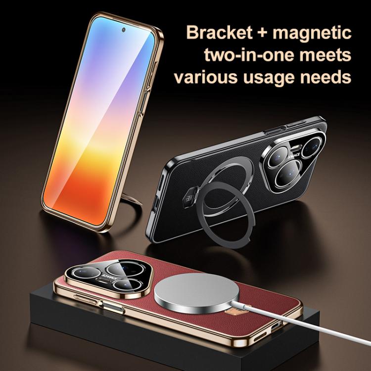 Plain Leather MagSafe Holder Phone Case, For Huawei Pura 90 Pro Max, For Huawei Pura 90 Pro, For Huawei Mate 80 RS Ultimate, For Huawei Mate 80 Pro Max, For Huawei Mate 80 Pro / 80, For Huawei Pura 80 Ultra 5G, For Huawei Pura 80 Pro 5G                ...