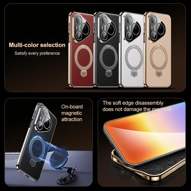 Plain Leather MagSafe Holder Phone Case, For Huawei Pura 90 Pro Max, For Huawei Pura 90 Pro, For Huawei Mate 80 RS Ultimate, For Huawei Mate 80 Pro Max, For Huawei Mate 80 Pro / 80, For Huawei Pura 80 Ultra 5G, For Huawei Pura 80 Pro 5G                ...