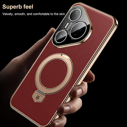 Plain Leather MagSafe Holder Phone Case, For Huawei Pura 90 Pro Max, For Huawei Pura 90 Pro, For Huawei Mate 80 RS Ultimate, For Huawei Mate 80 Pro Max, For Huawei Mate 80 Pro / 80, For Huawei Pura 80 Ultra 5G, For Huawei Pura 80 Pro 5G                ...