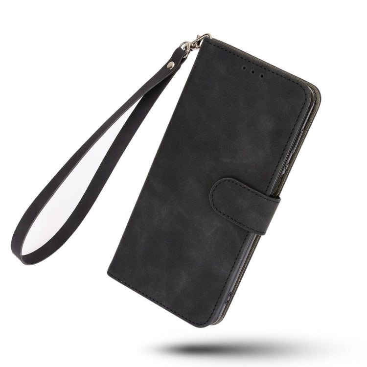 Black PU leather flip phone case with magnetic closure and wrist strap for DOOGEE N20 Pro