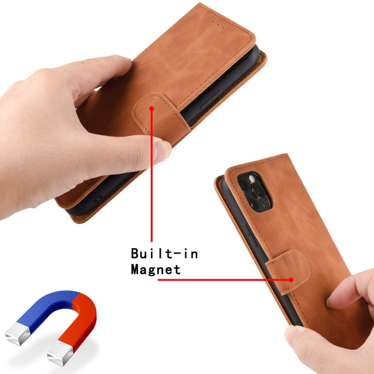 Brown PU leather magnetic flip phone case with card slots and cutouts for DOOGEE N20 Pro