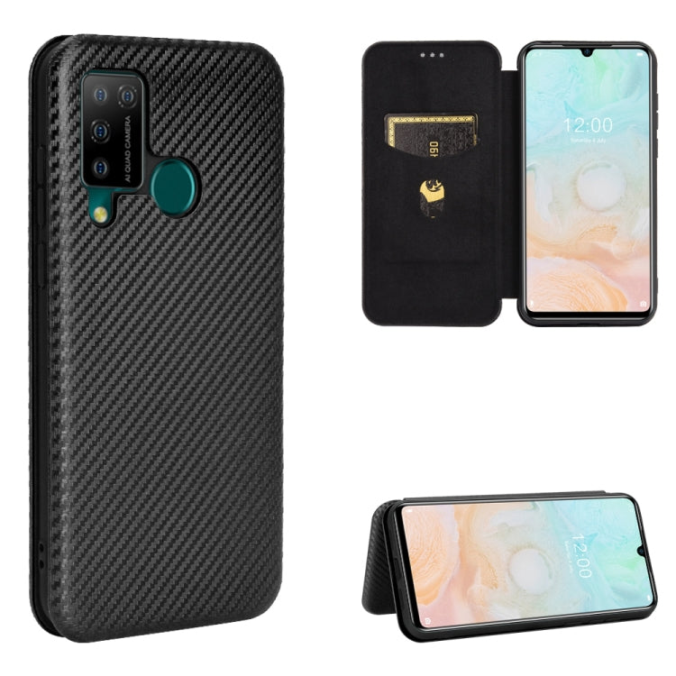 Black carbon-fiber texture magnetic flip phone case with card slot