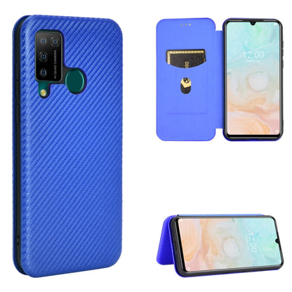Blue carbon-fiber texture magnetic flip phone case with card slot