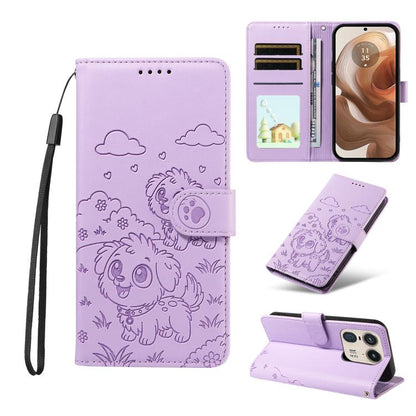 Embossed Heart Dog RFID Blocking Wallet Leather Phone Case, For Motorola Moto G85 5G, For Motorola Moto G04 / G24 / E14, For Motorola Edge 50 Ultra 5G