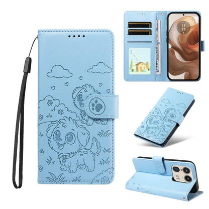 Embossed Heart Dog RFID Blocking Wallet Leather Phone Case, For Motorola Moto G85 5G, For Motorola Moto G04 / G24 / E14, For Motorola Edge 50 Ultra 5G
