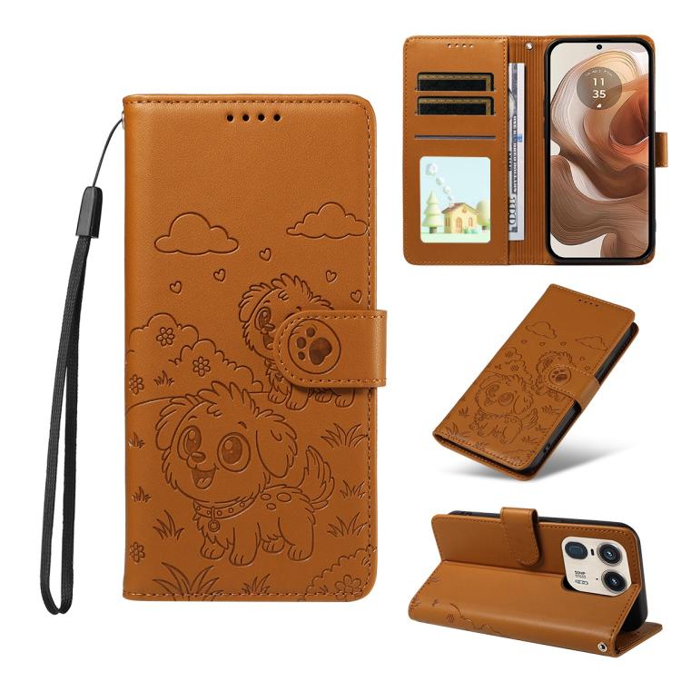 Embossed Heart Dog RFID Blocking Wallet Leather Phone Case, For Motorola Moto G85 5G, For Motorola Moto G04 / G24 / E14, For Motorola Edge 50 Ultra 5G