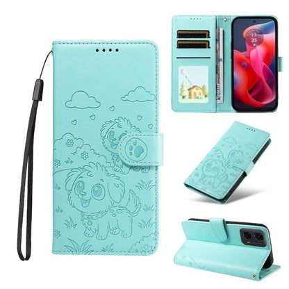 Embossed Heart Dog RFID Blocking Wallet Leather Phone Case, For Motorola Moto G85 5G, For Motorola Moto G04 / G24 / E14, For Motorola Edge 50 Ultra 5G