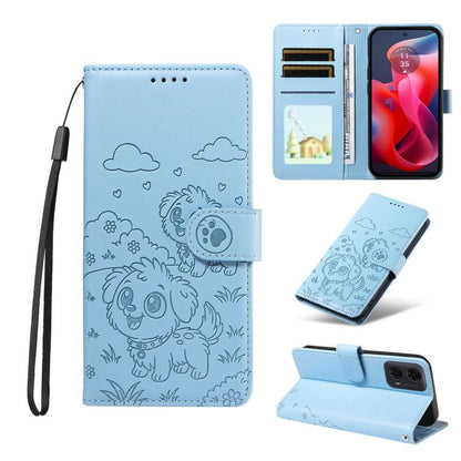 Embossed Heart Dog RFID Blocking Wallet Leather Phone Case, For Motorola Moto G85 5G, For Motorola Moto G04 / G24 / E14, For Motorola Edge 50 Ultra 5G