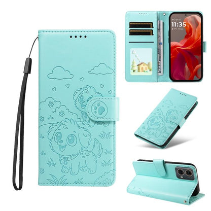 Embossed Heart Dog RFID Blocking Wallet Leather Phone Case, For Motorola Moto G85 5G, For Motorola Moto G04 / G24 / E14, For Motorola Edge 50 Ultra 5G