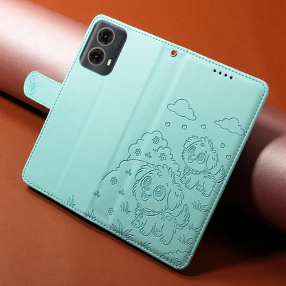 Embossed Heart Dog RFID Blocking Wallet Leather Phone Case, For Motorola Moto G85 5G, For Motorola Moto G04 / G24 / E14, For Motorola Edge 50 Ultra 5G