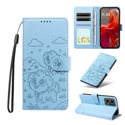 Embossed Heart Dog RFID Blocking Wallet Leather Phone Case, For Motorola Moto G85 5G, For Motorola Moto G04 / G24 / E14, For Motorola Edge 50 Ultra 5G