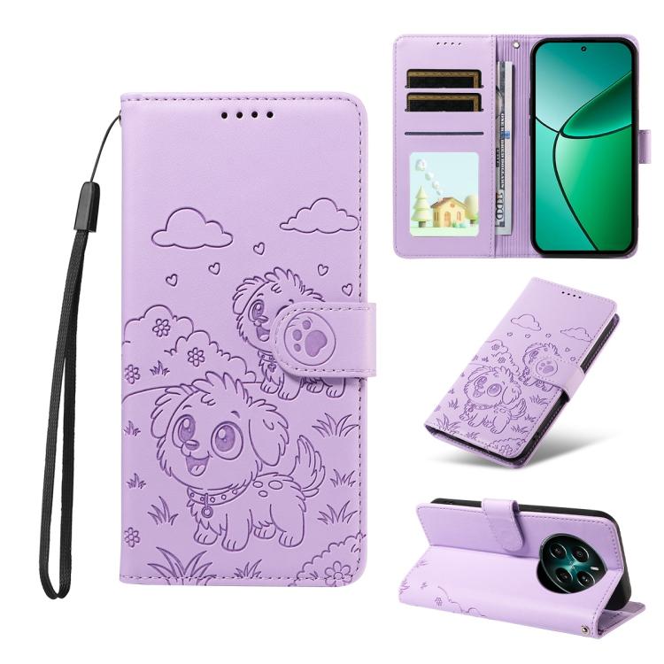 Embossed Heart Dog RFID Blocking Wallet Leather Phone Case, For Realme P4R 5G / P4x 4G / C100 4G / C100i, For Realme 16 Pro+ 5G Global, For Realme 16 Pro 5G Global, For Realme P4x 5G, For Realme 15X 5G India / C85 5G, For Realme C85 Pro 4G             ...